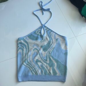 Heartloom Blue Marble Halter Top